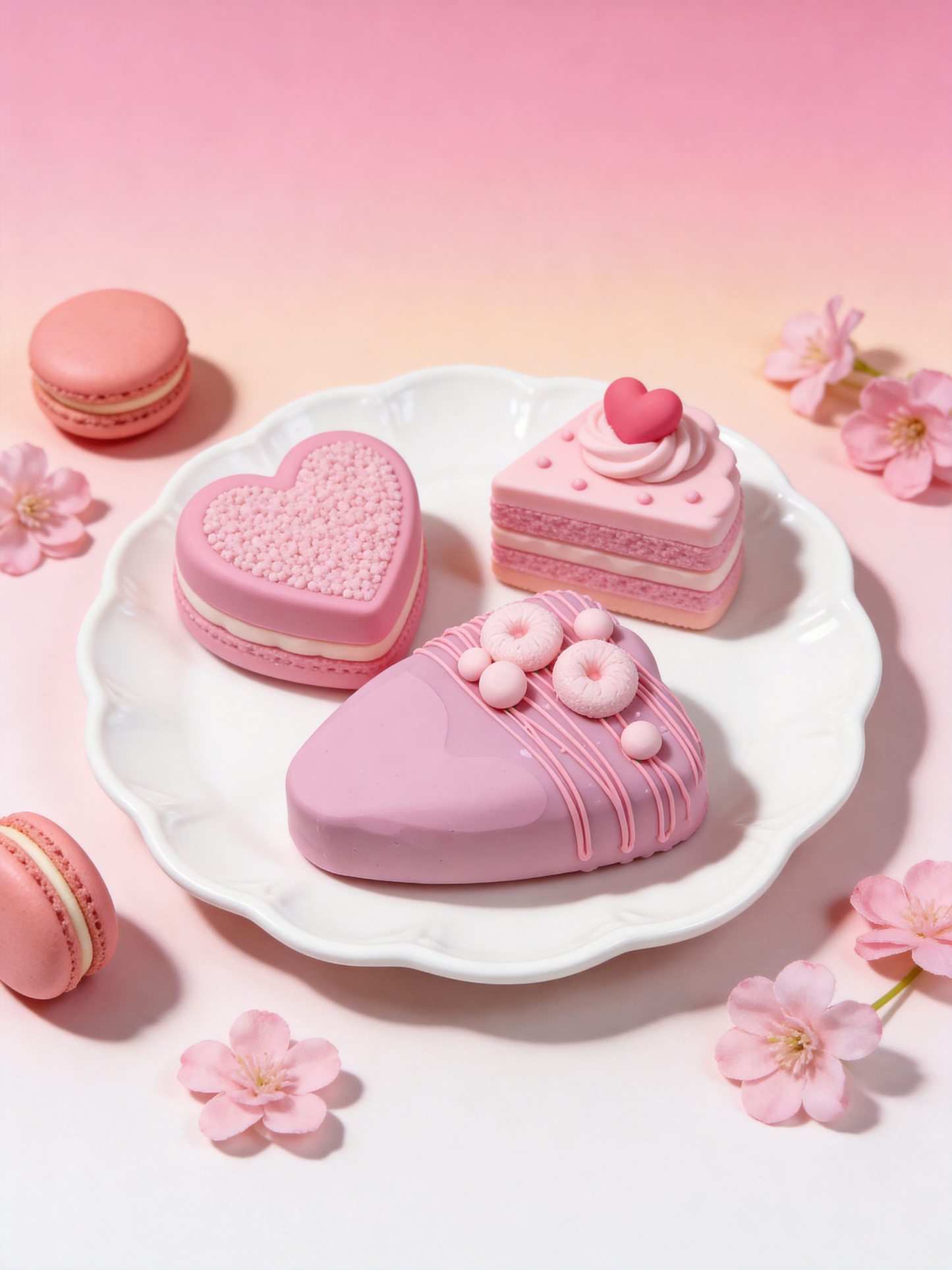 Pink Heart Cake Silicone Squishy