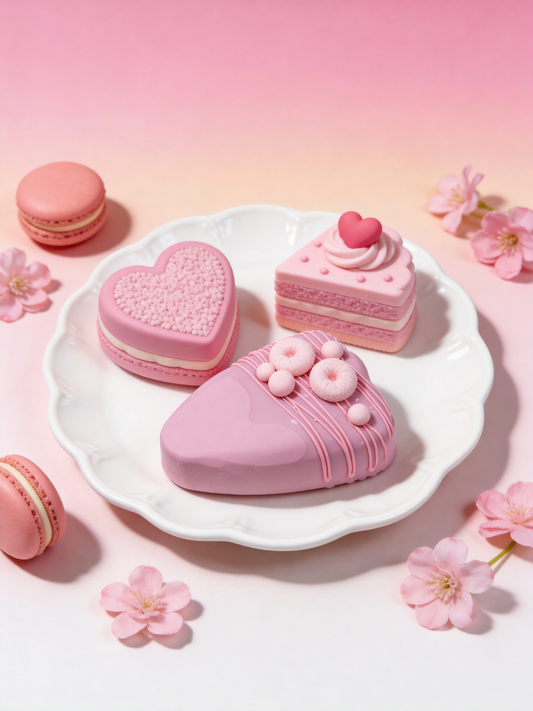 Pink Heart Cake Silicone Squishy