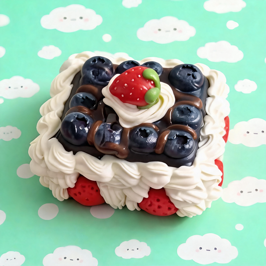Blueberry Strawberry Chocolate Cake Silicone Squishy Toy