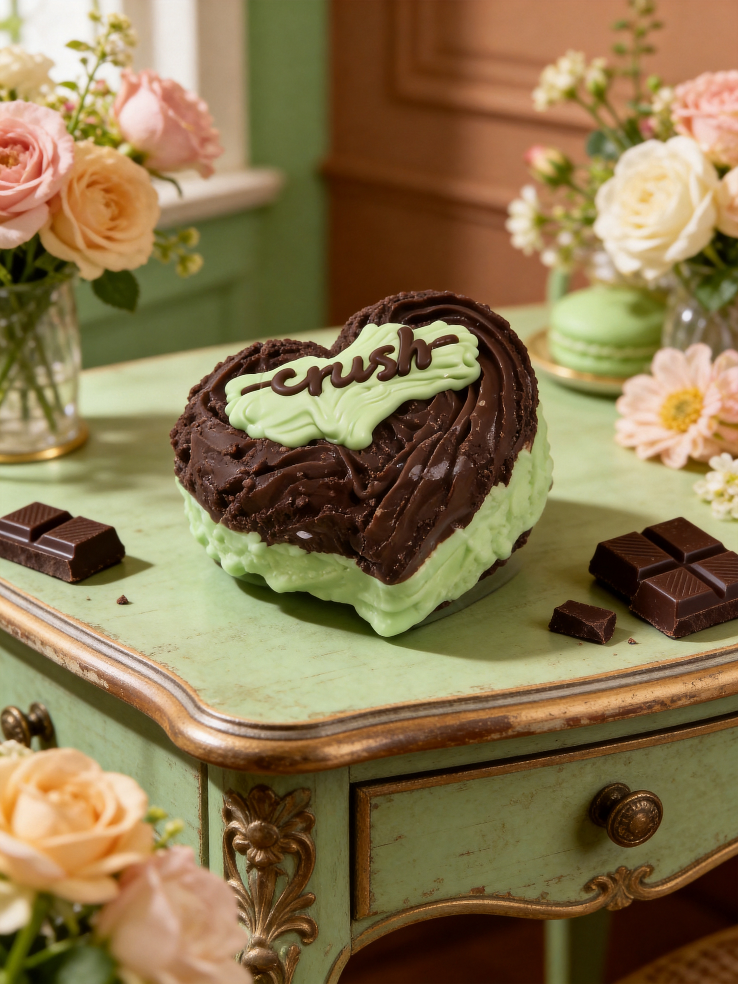 Matcha Chocolate Heart Squishy