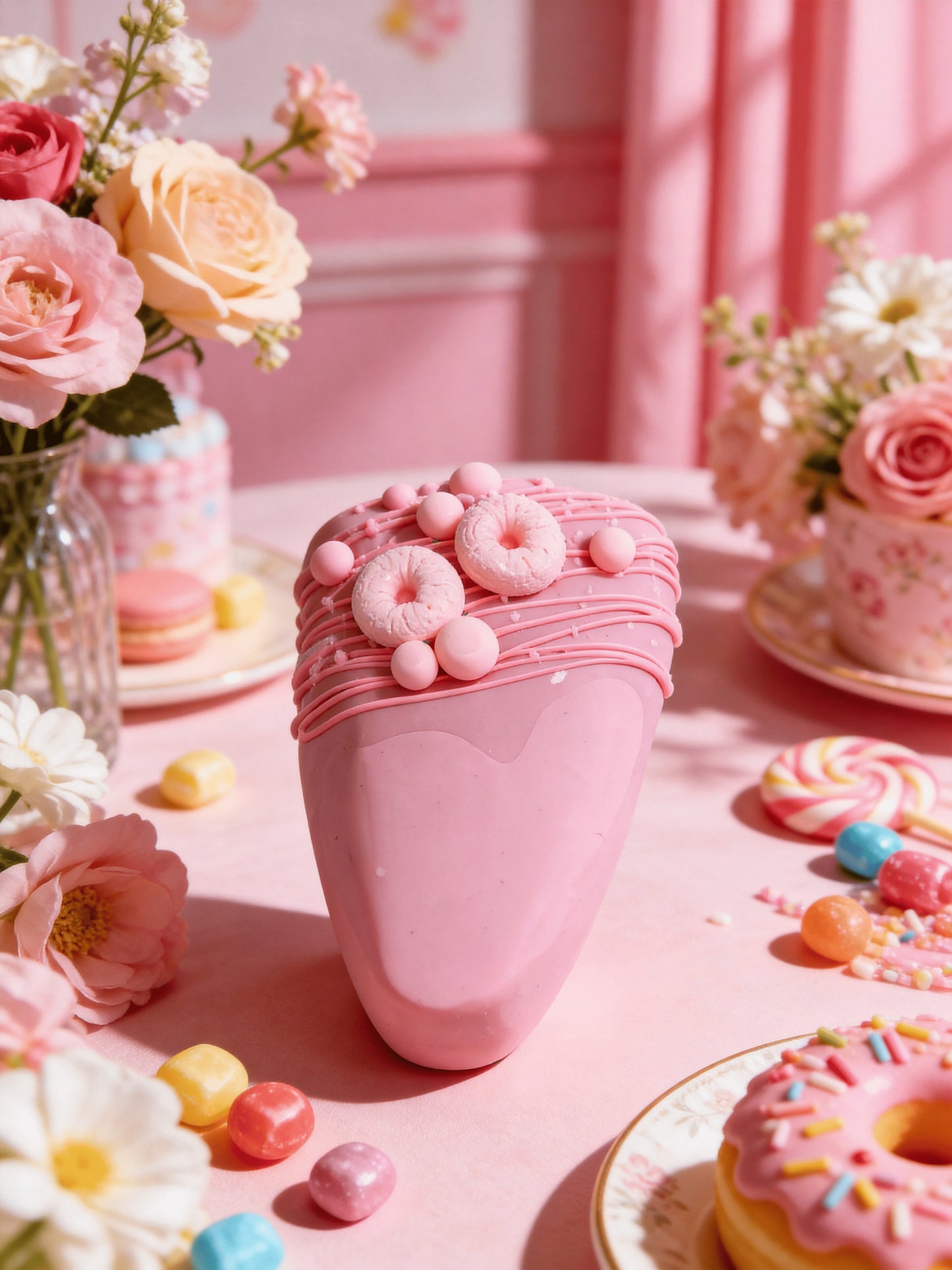 Pink Heart Cake Silicone Squishy