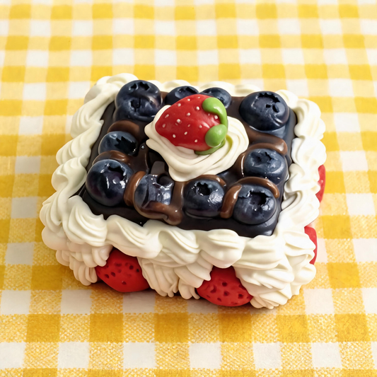 Blueberry Strawberry Chocolate Cake Silicone Squishy Toy