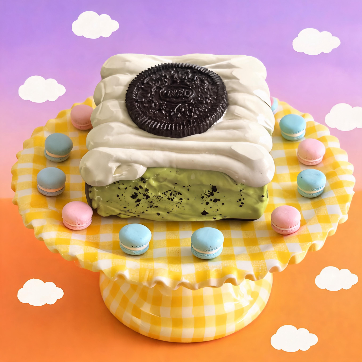 Matcha Oreo Cake Silicone Squishy Toy
