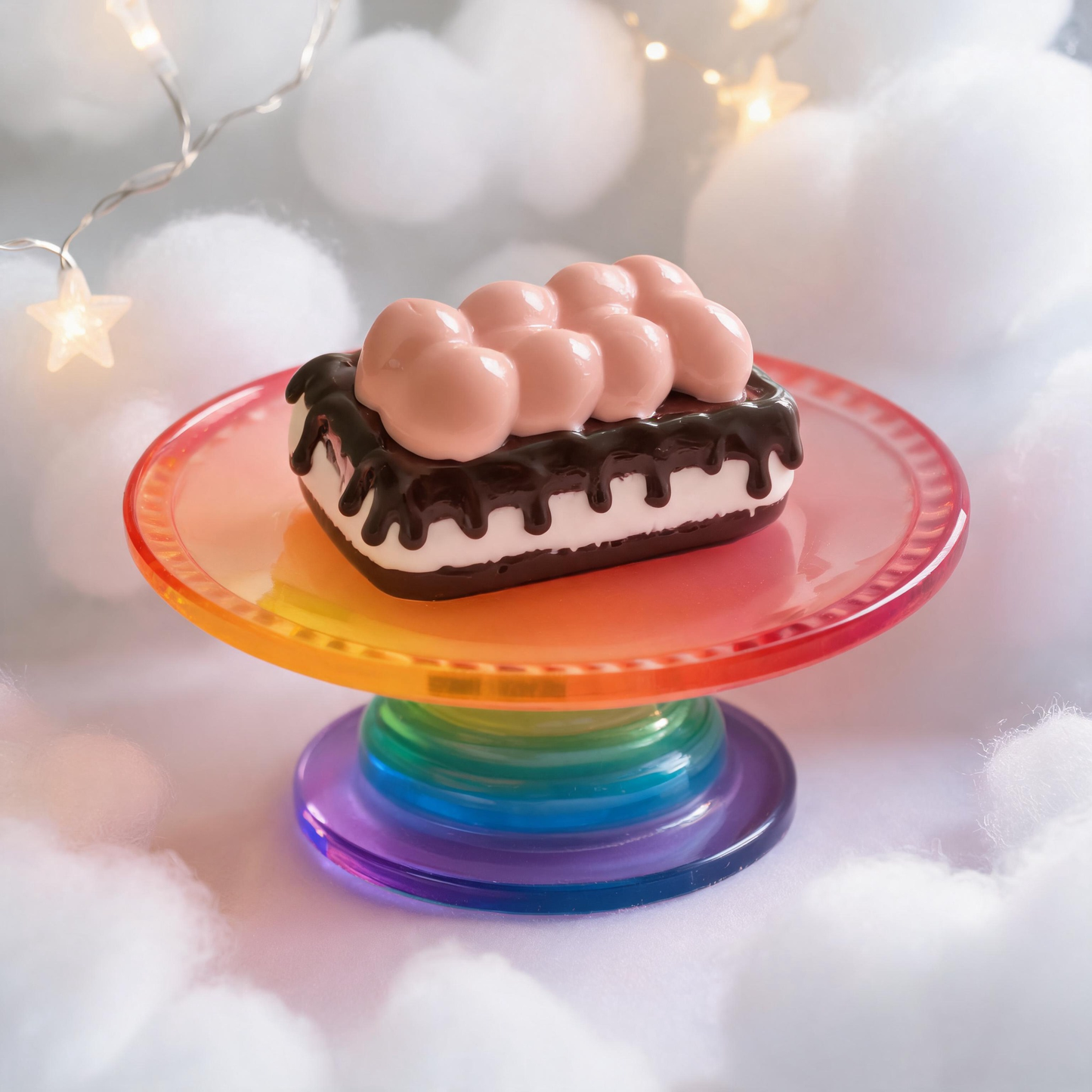 Pink Bubble Chocolate Eclair Cake Silicone Squishy Toy
