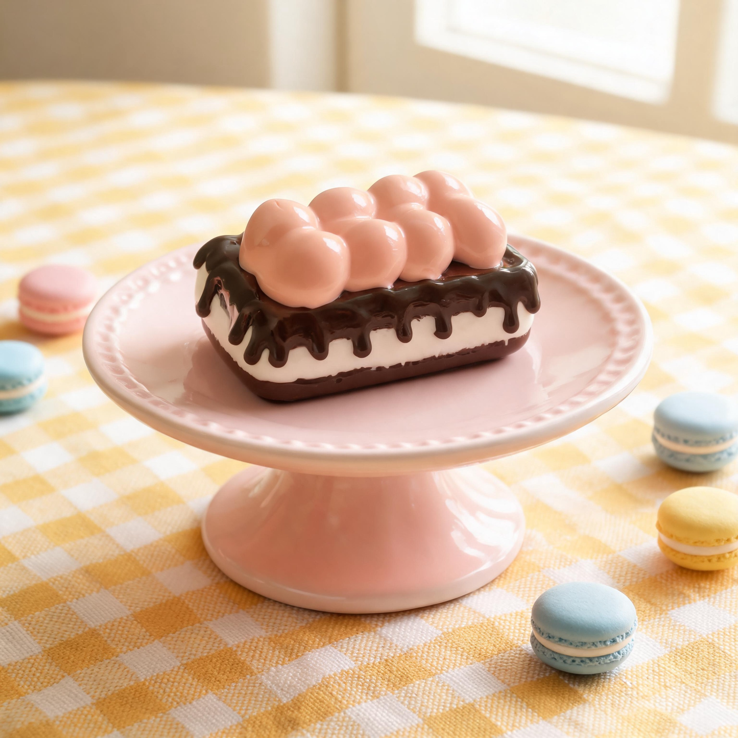 Pink Bubble Chocolate Eclair Cake Silicone Squishy Toy