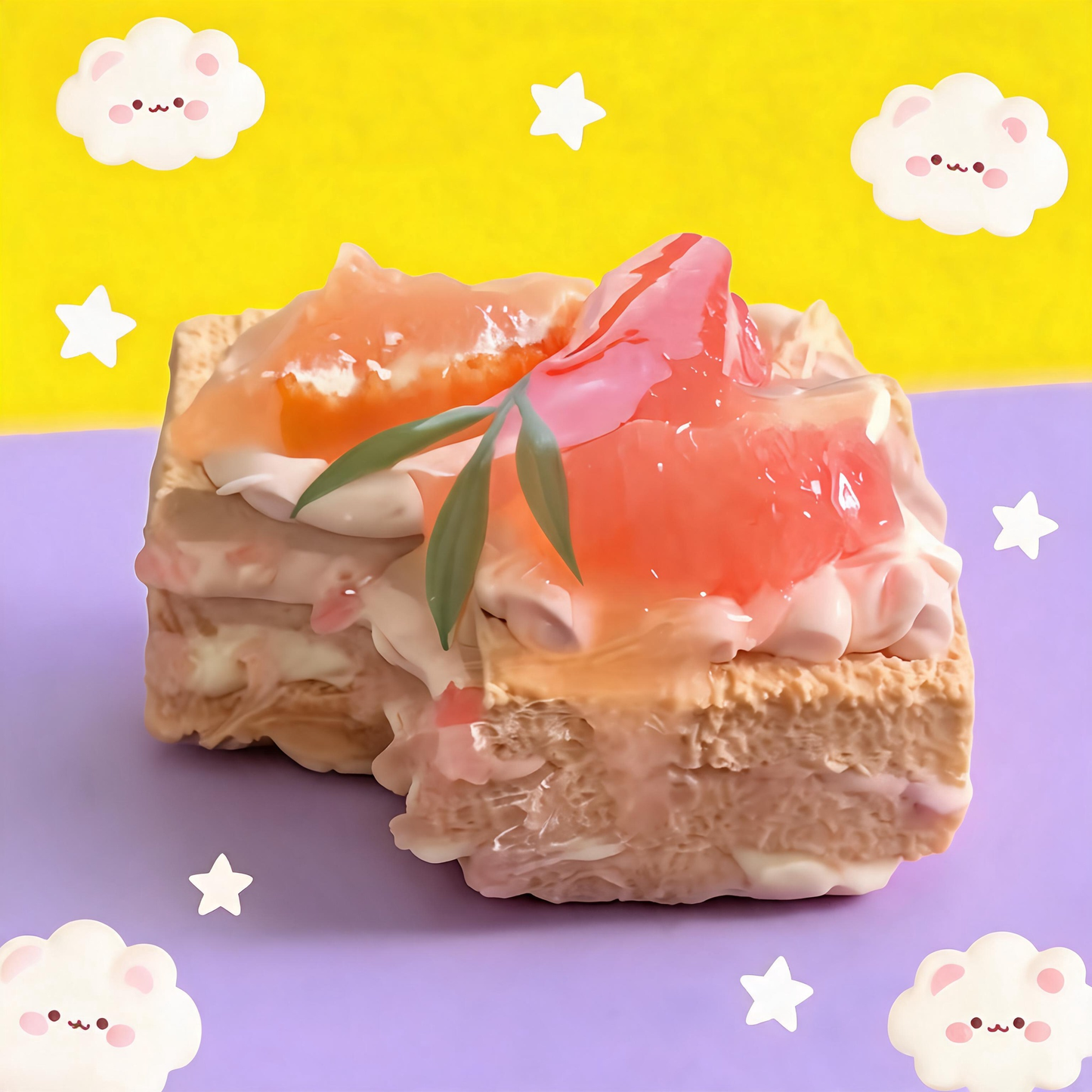 Peach Mille-Feuille Silicone Squishy Toy