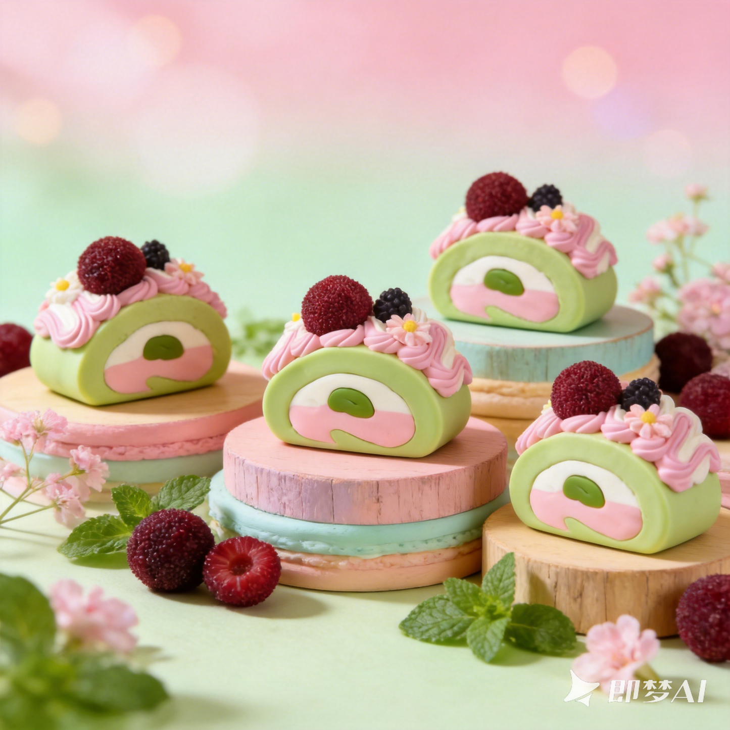 Matcha Swiss Roll Silicone Squishy