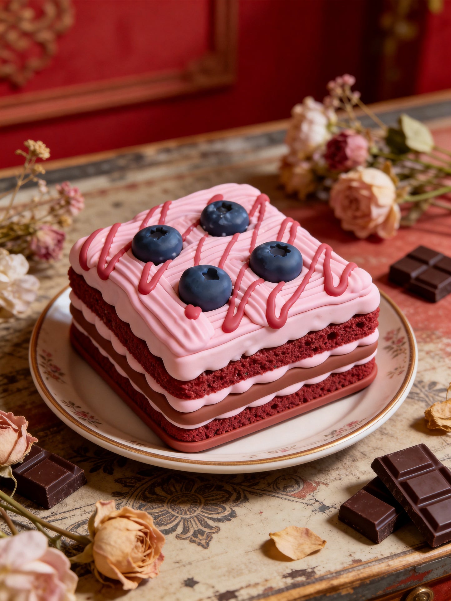 Red Velvet Blueberry Cake Squishy