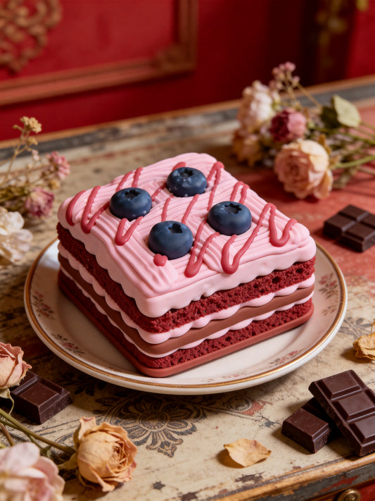 Red Velvet Blueberry Cake Squishy
